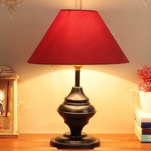 NYRWANA Table Lamp | 2000mAh Battery | Home Decor, Lamps for Bedroom, Lamp for Living Room, Stepless Dimming, 3 Colour Touch Control, USB-c Charging (Metal - Red)